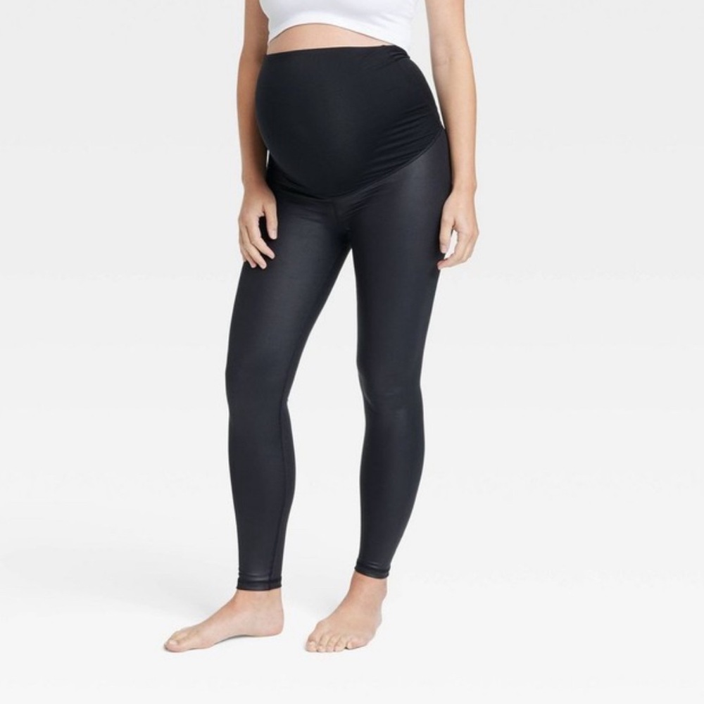 ISABEL MATERNITY Leggings High Gloss Active Yoga Pants Belly Panel- Size…